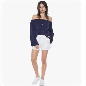 Cloth & Stone Anthropologie Off The Shoulder Star Print Top Size Small